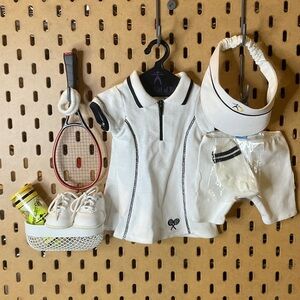 American girl doll outfit and accessories - Tennis Outfit - racket, tennis balls